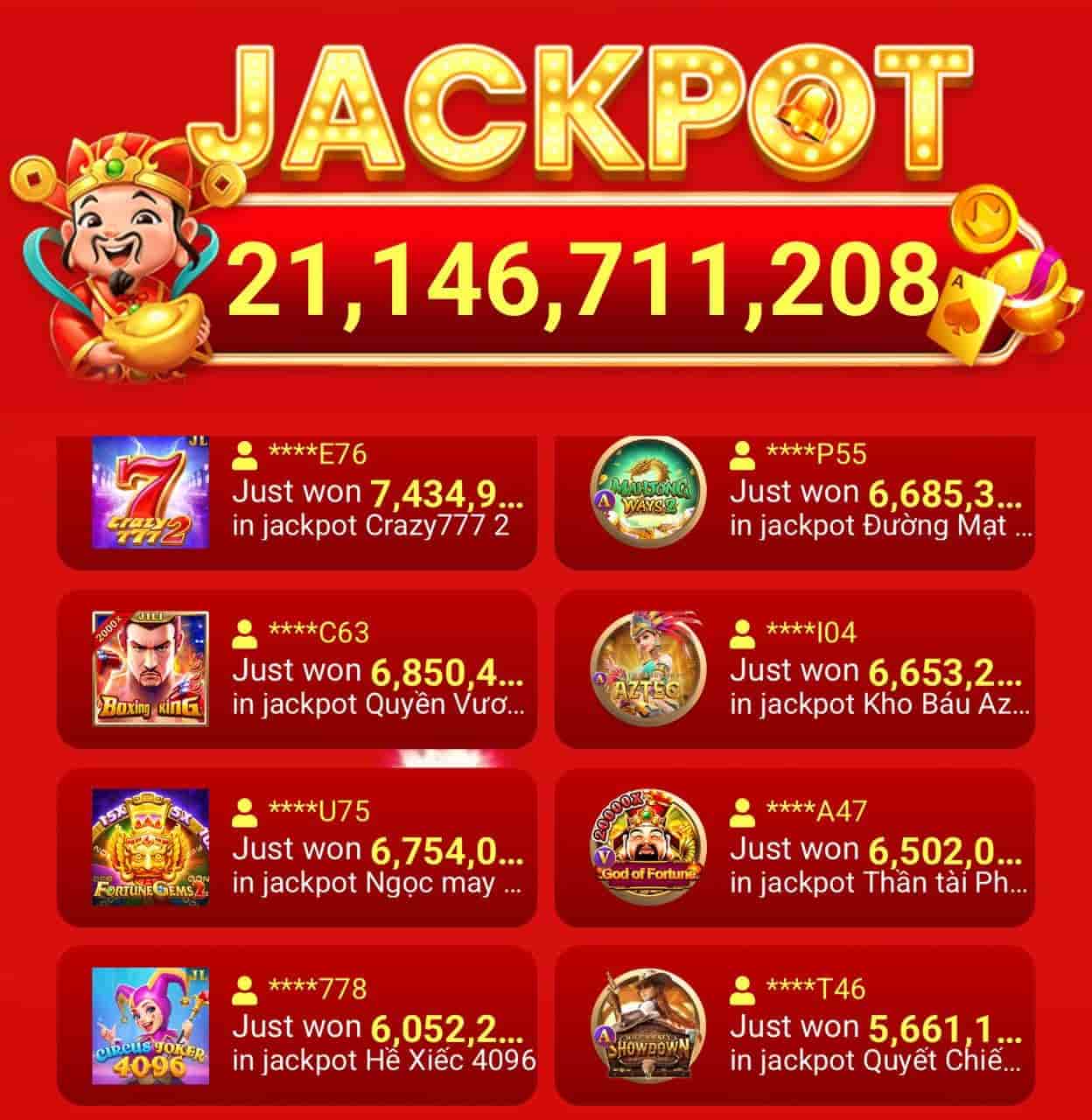 Bảng thưởng Jackpot VSwin – tổng hợp phần thưởng khủng cập nhật mới nhất